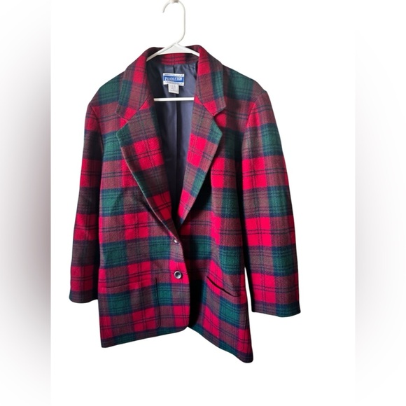 Vintage Pendleton Red Green Plaid 100% Wool Knockabout Jacket Women’s L - Picture 1 of 12